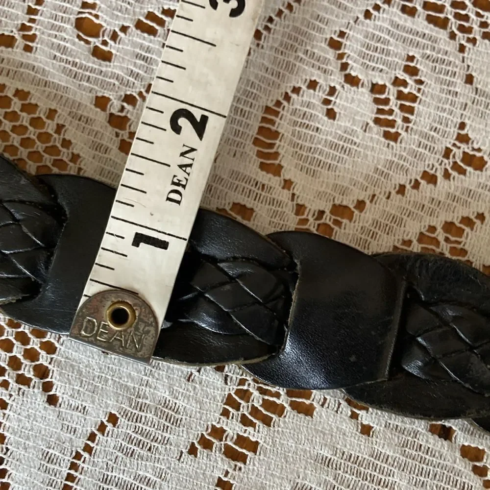 Vintage Lawton Harbor Black Genuine Leather Western Braided Belt